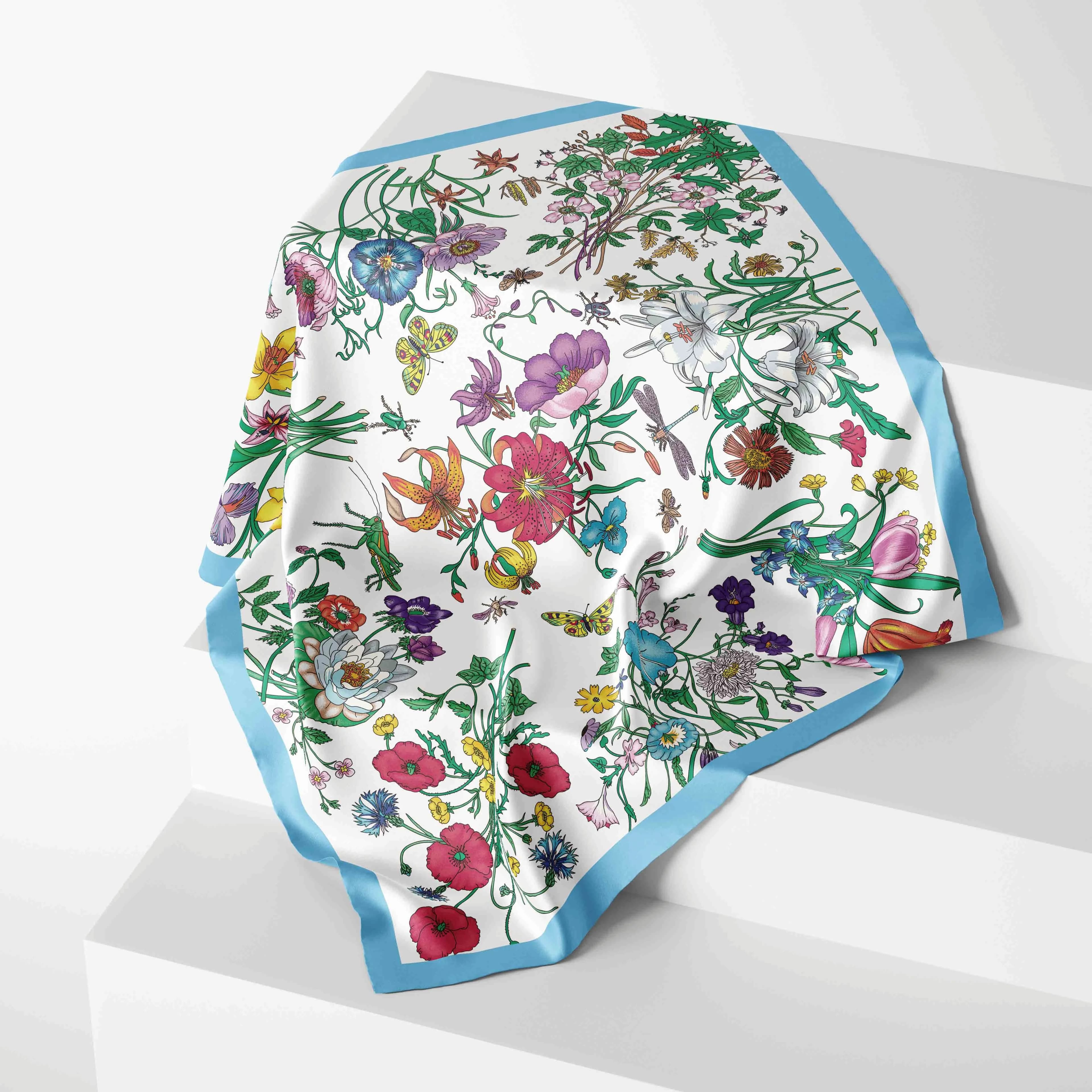 Designer Fashion 2026 70CM*70CM Square Silk Scarf Female Chiffon Head Wrap Bandana Neckerchief for Women Silk Feeling