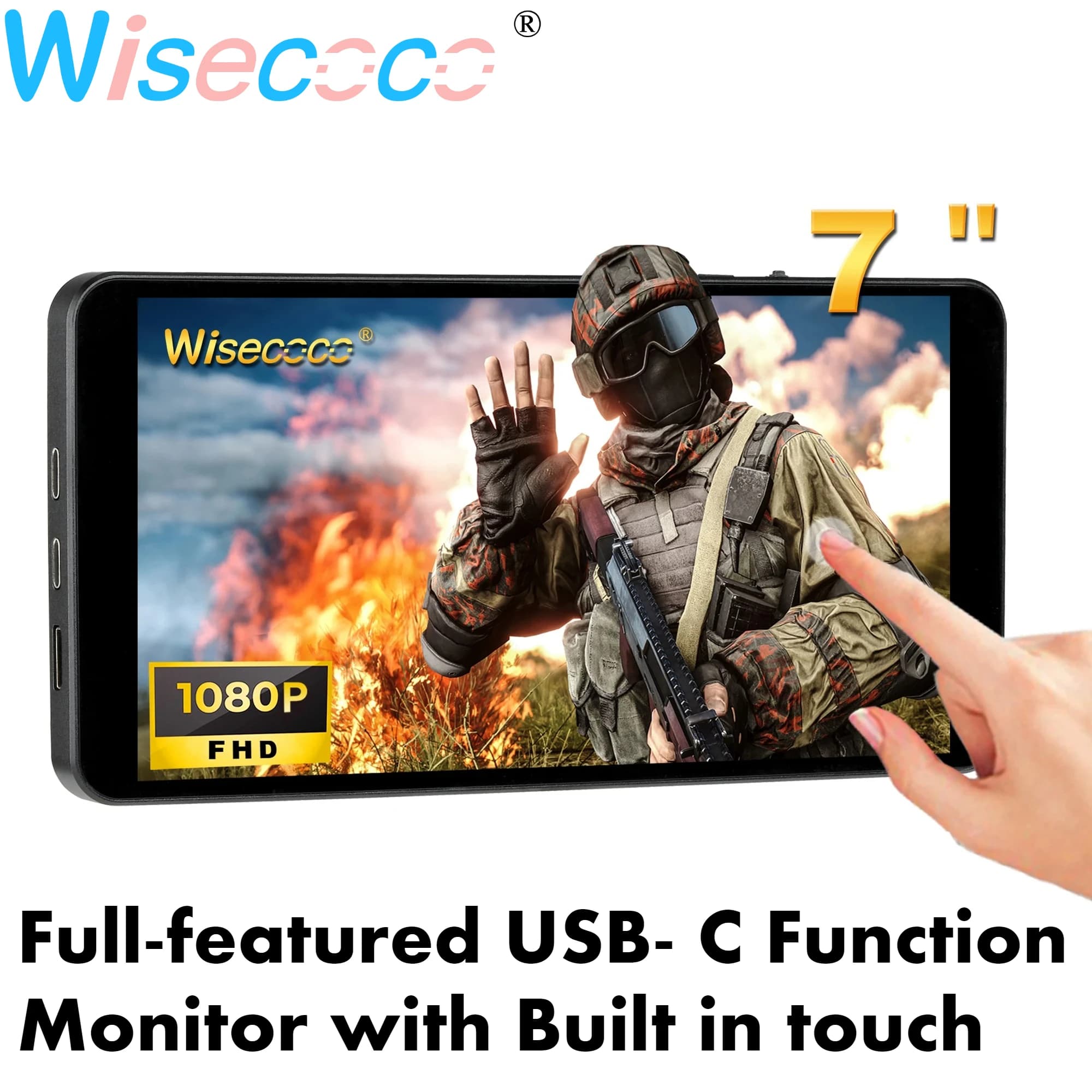 Wisecoco 7 "Touch Monitor 1920x1080 Portable FHD Monitor for Android Box Raspberry Pi Xbox PS4 PS5 Game Console Game Monitor