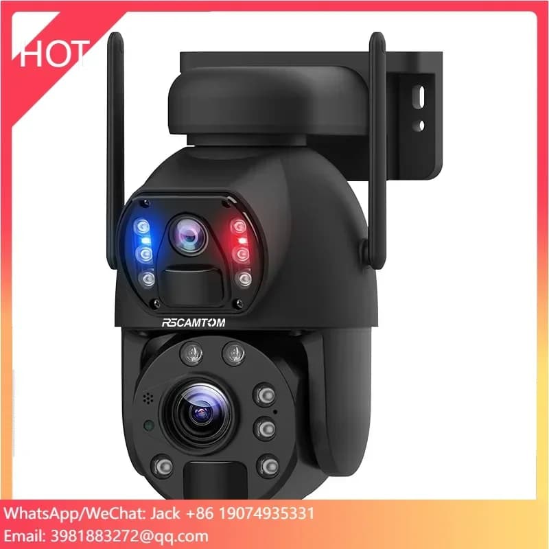 Rscamtom 10W Pannello solare 4G 6MP 20000mAh Doppia lente Zoom 20X Telecamera IP66 Lampada a infrarossi laser in metallo Telecamera esterna solare 4G