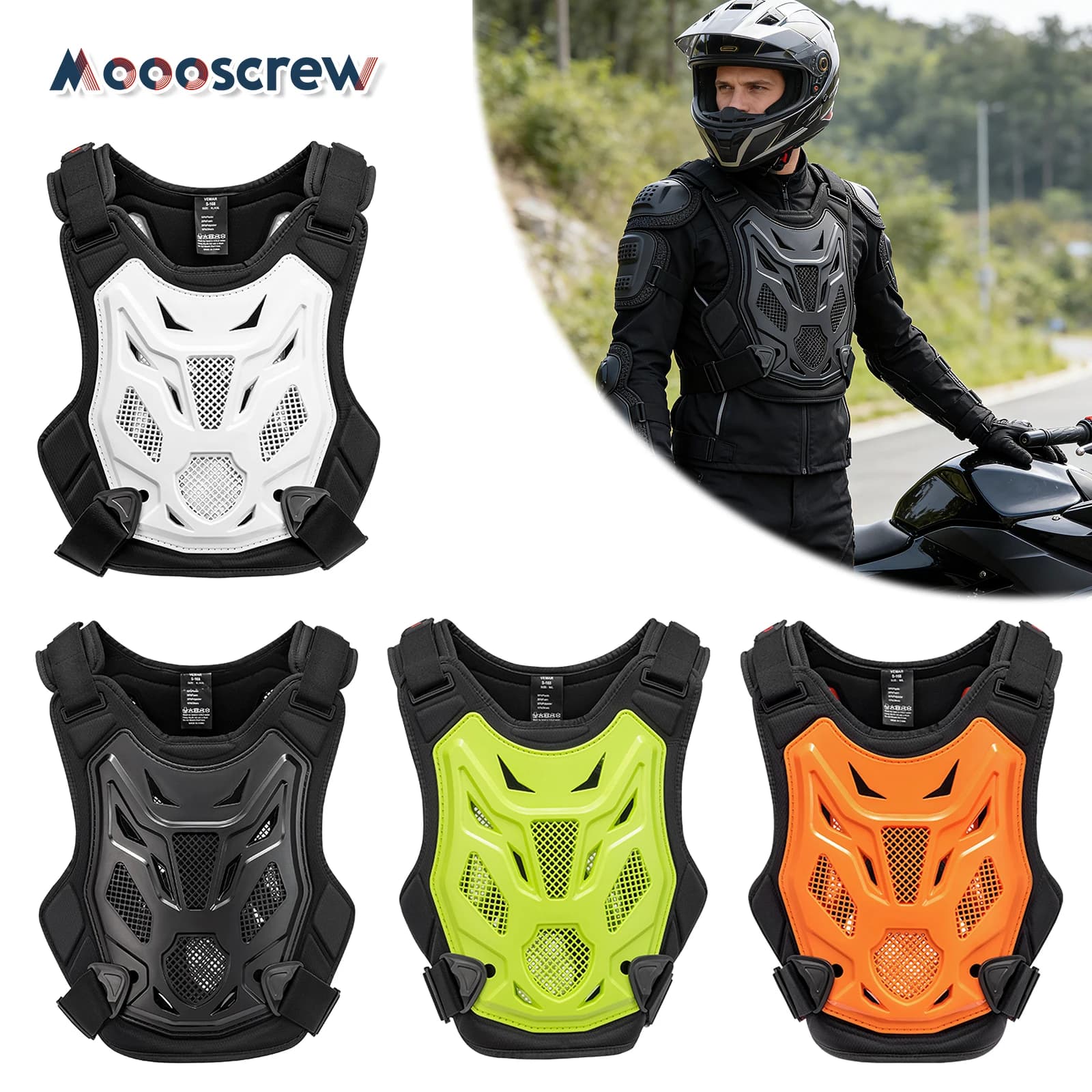 Gilet per armatura da motociclista con protezione per la schiena e il torace, equipaggiamento da motocross fuoristrada, resistente agli urti regolabile per adulti