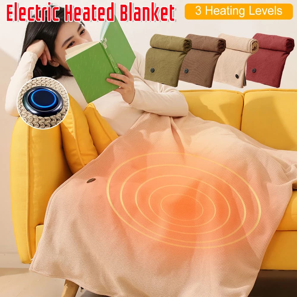 Coperta riscaldata elettrica USB da ufficio Coperta riscaldata indossabile Coperta riscaldata lavabile in lavatrice a 3 livelli di temperatura regolabile