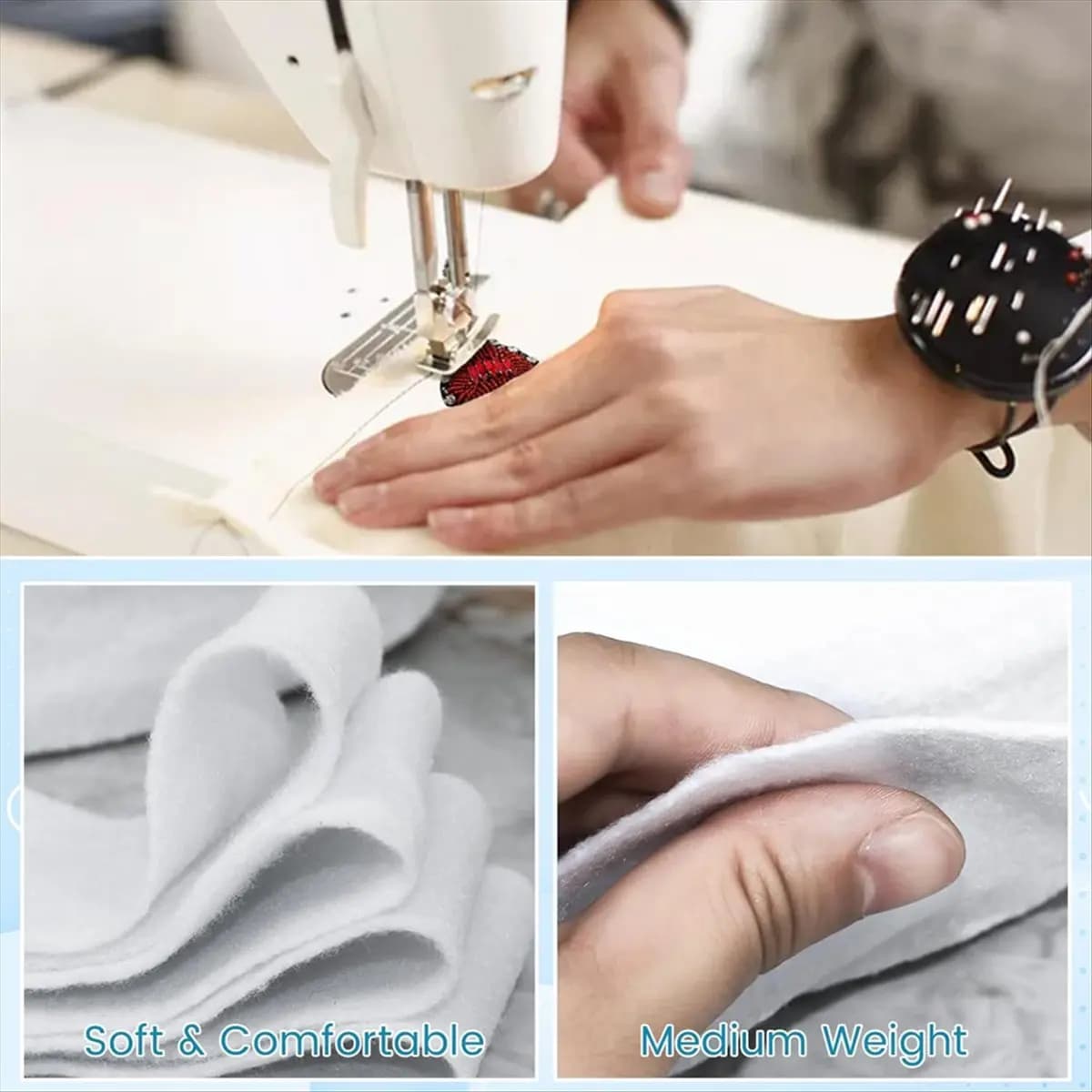 Top Sale Batting Strip 2 1/4 Inchx50 Yard Cotton Blend Fleece BattingRoll for Needle Punched with 4 Fabric Tube Makers