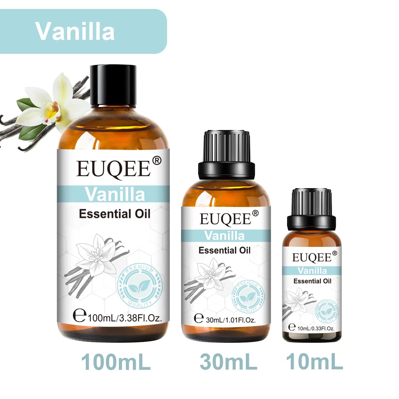 EUQEE 3.38FI.Oz. Aromatherapy Essential Oil For Reed Diffuser Humidifier-100ml Vanilla Lavender Cinnamon Lemon Essential Oils