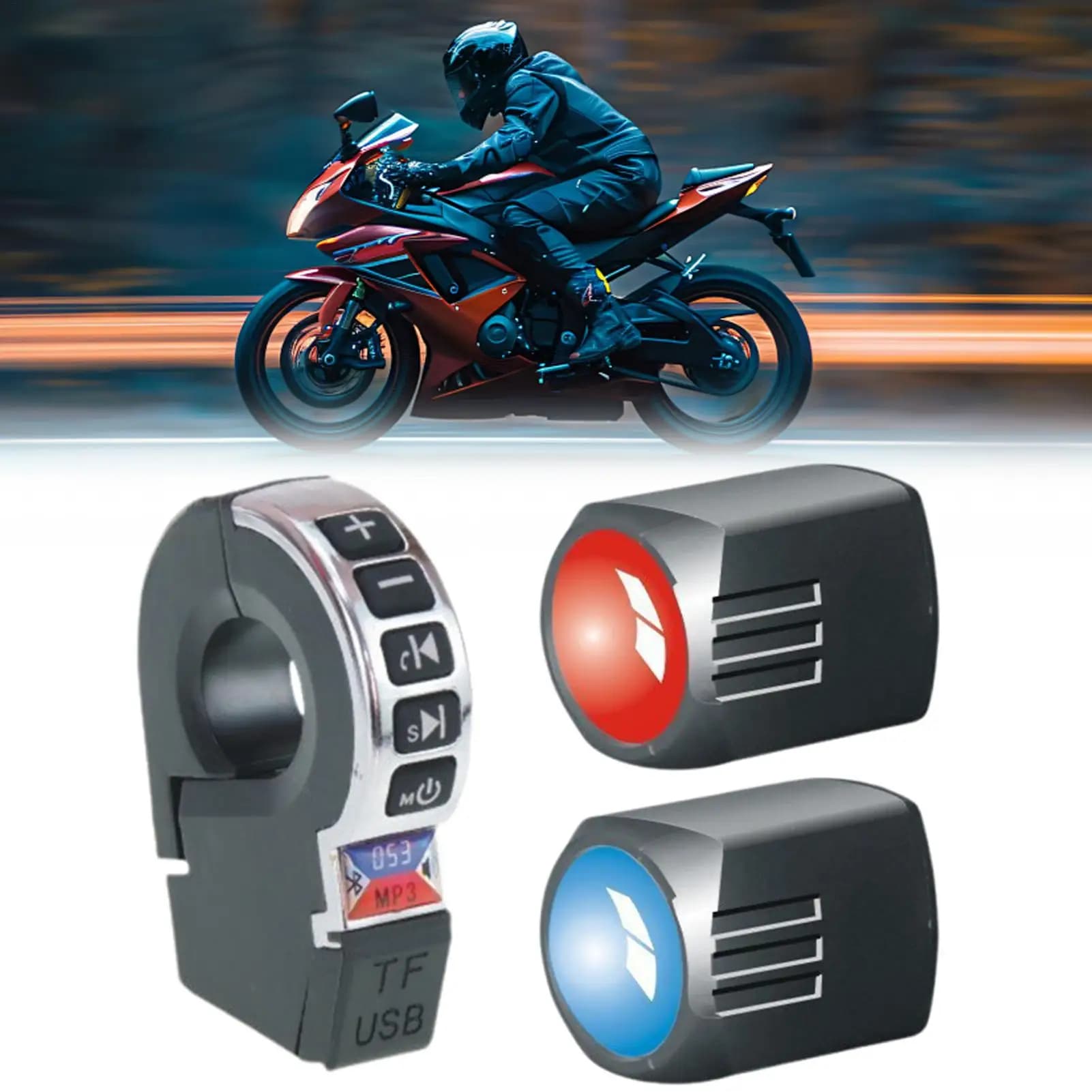 Altoparlanti Bluetooth Impermeabili per Moto, Sistema Audio Wireless per Manubrio con Caricatore USB per Honda, Yamaha, Cruiser e Scooter