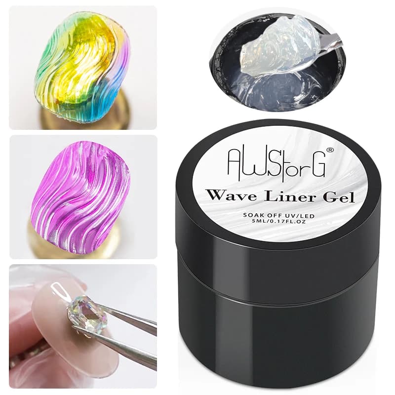 AWStorG Wave Liner Gel Smalto Semipermanente UV per Nail Art, Gel UV per Disegno e Pittura Fai da Te, 5ml