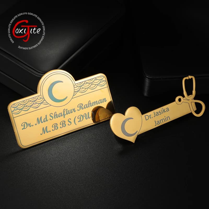 Goxijite Custom name Stethoscope laser-marked Spilla Man Woman Stainless steel with engraving Letter Spilla Jewelry Gift