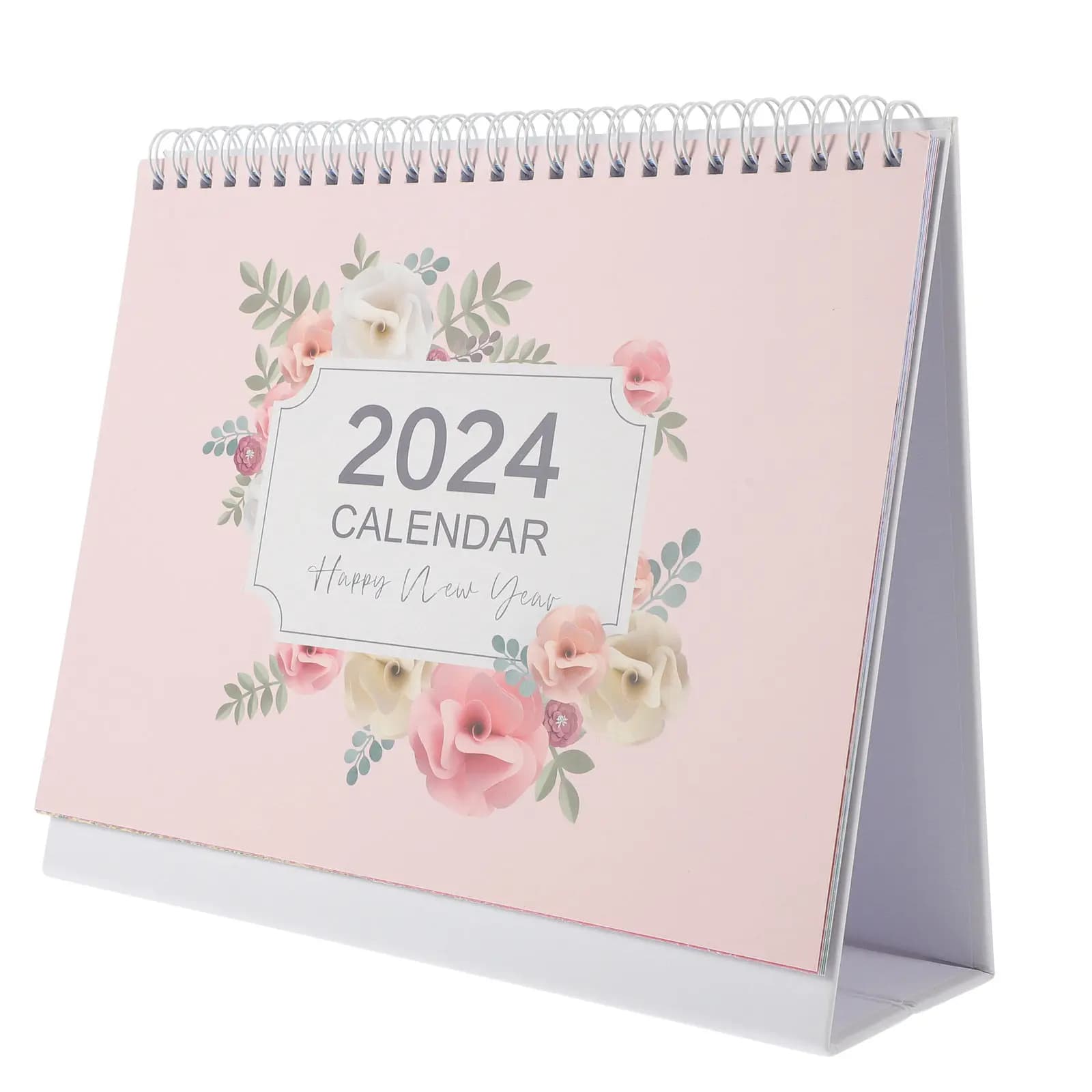 Agenda floreale con calendario mensile grande da tavolo 2024, calendario da tavolo con copertina ribaltabile per l'uso quotidiano in ufficio, carta liscia