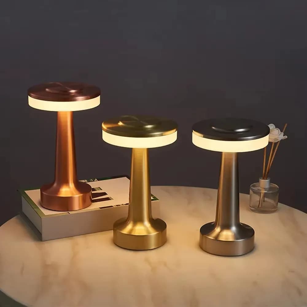 Lampada da Tavolo LED Retrò per Bar e Caffè, 3 Colori, Sensore Touch, Ricaricabile, Luce Notturna per Sala da Pranzo, Lampada Decorativa da Scrivania