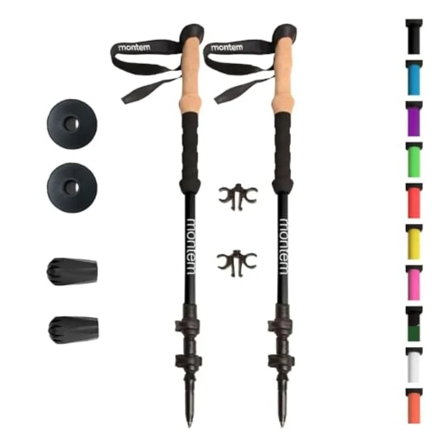 Trekking, Walking, and Hiking Poles - Collapsible, Lightweight, Quick Locking, Weather-Resistant and Ultra Durable 2-Pack