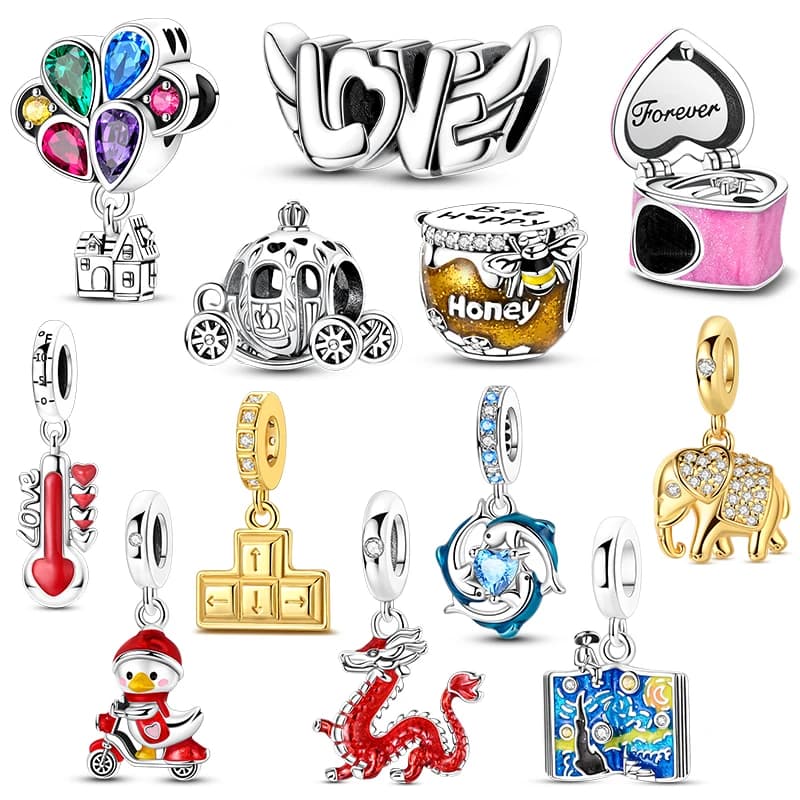 Original Honey Dolphin Silver Charms Beads Fit Original Bracelet Bag Keychain Earring Charm Bead Pendant Diy Women Jewelry Gift