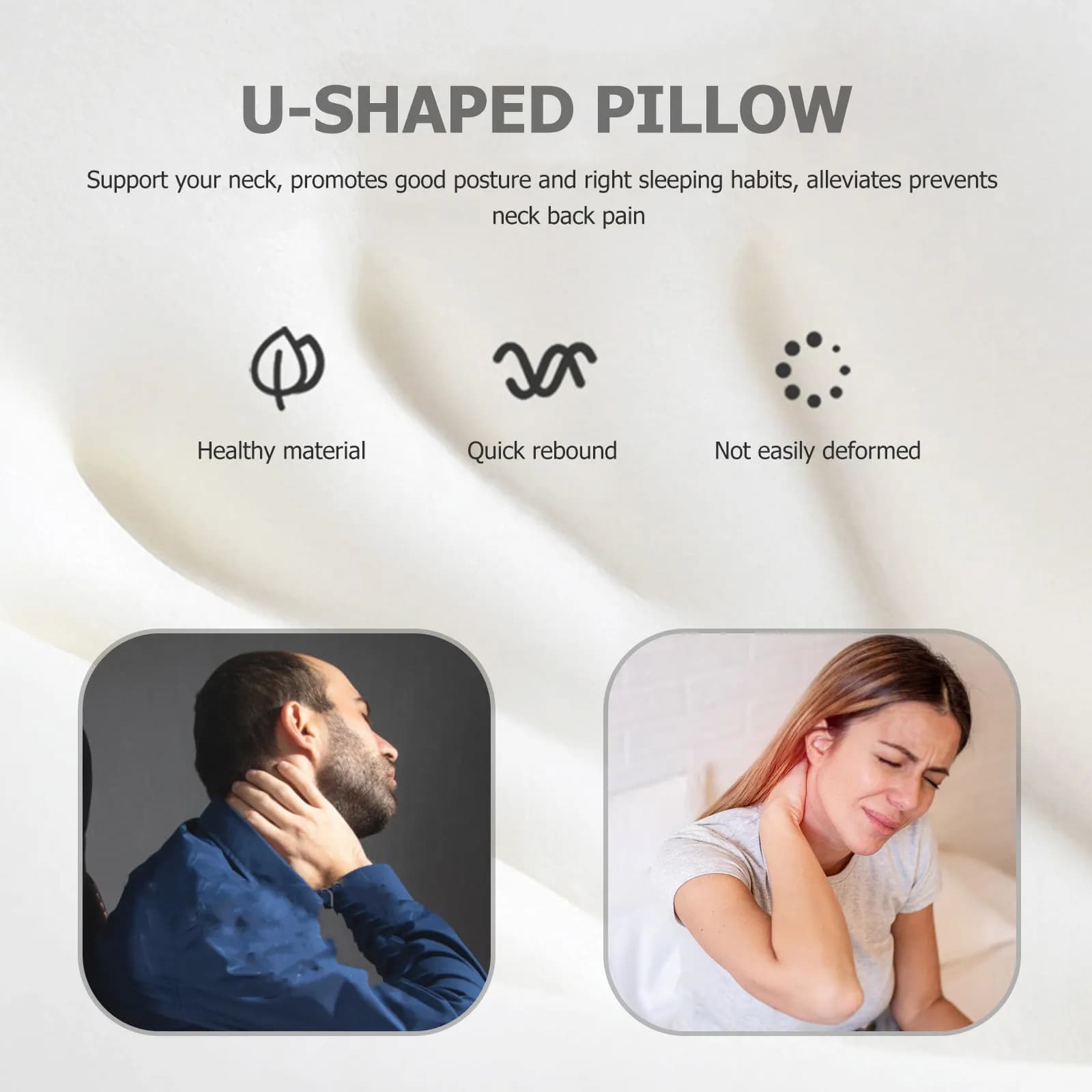 Cuscino da Viaggio a Forma di U, Design Confortevole a Lento Ritorno per Voli, Auto, Pendolarismo, Ufficio, Sonno, Cuscino Portatile per Supporto del Collo