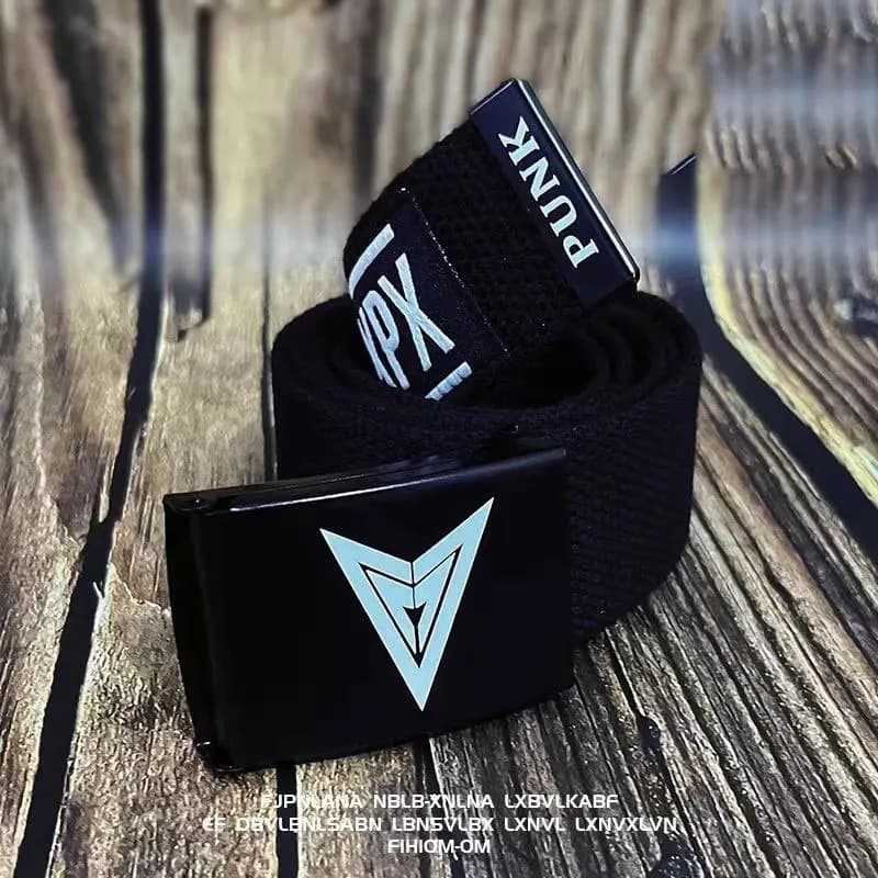 New Korean version belt with men's automatic buckle, fashionable letter belt, canvas belt, fashionable niche youth belt