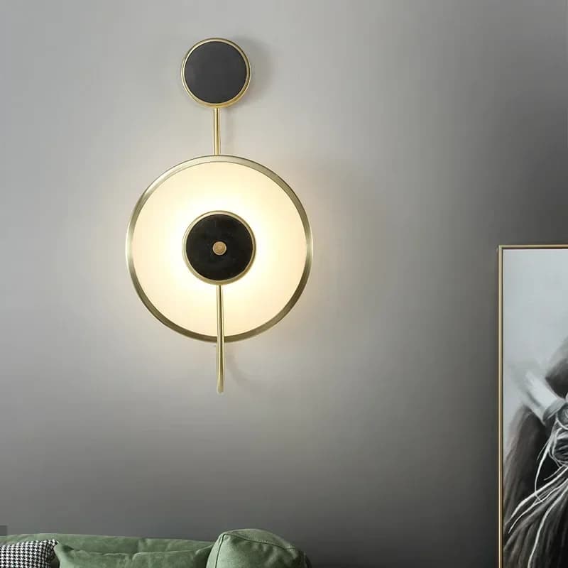 Nordic postmodern hotel marble wall lamp background wall clock pendulum living room bedside study decorative wall light