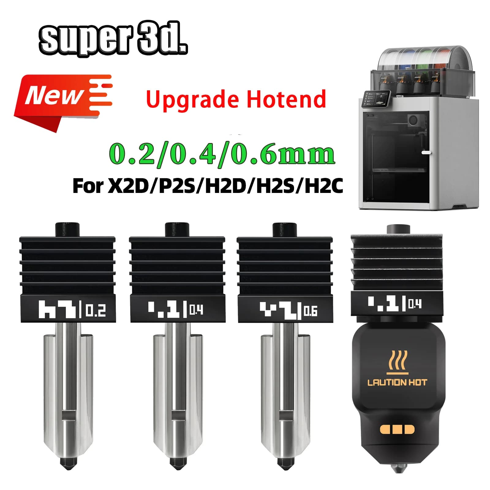 For Bambu Lab P2S X2D A2L A1 H2D H2S H2C Upgraded Hotend Hardened steel nozzle Replace Hot 3D Printer Print Head & Accessories