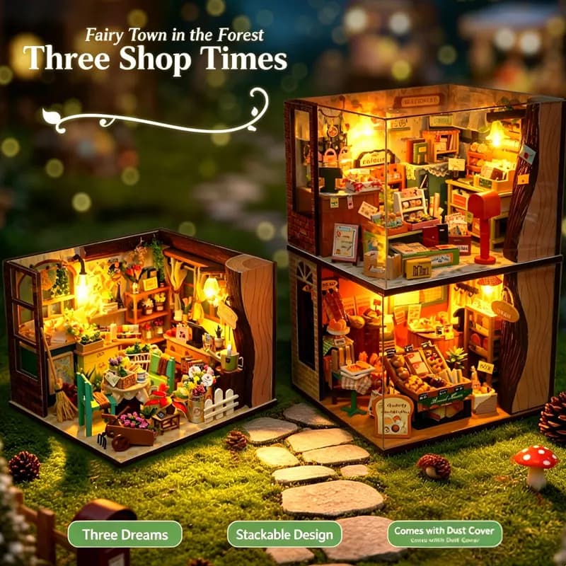DIY Miniature Dollhouse Kit 3D Wooden Puzzle Model With Furniture Dust Cover Handmade Craft Home Decor Birthday Gift for Adults
