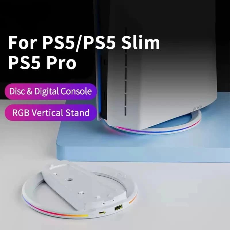 Supporto verticale RGB adatto per console di gioco PS5 Slim/Pro, base di raffreddamento a LED stabile e antiscivolo, accessori per giochi
