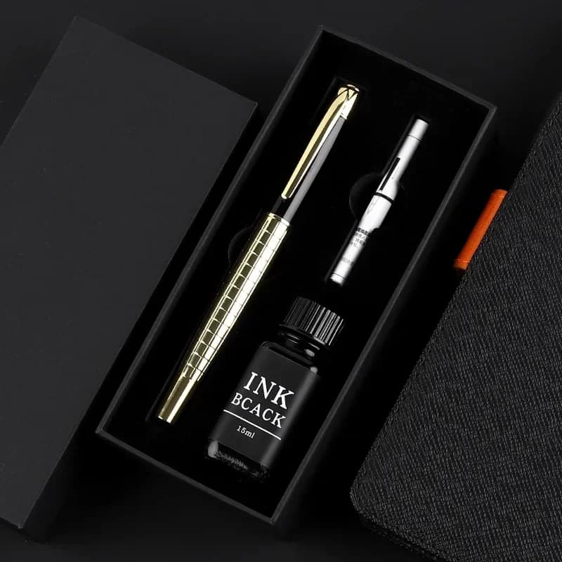Metal carved pen, hard pen, calligraphy pen set, gift box, birthday gift