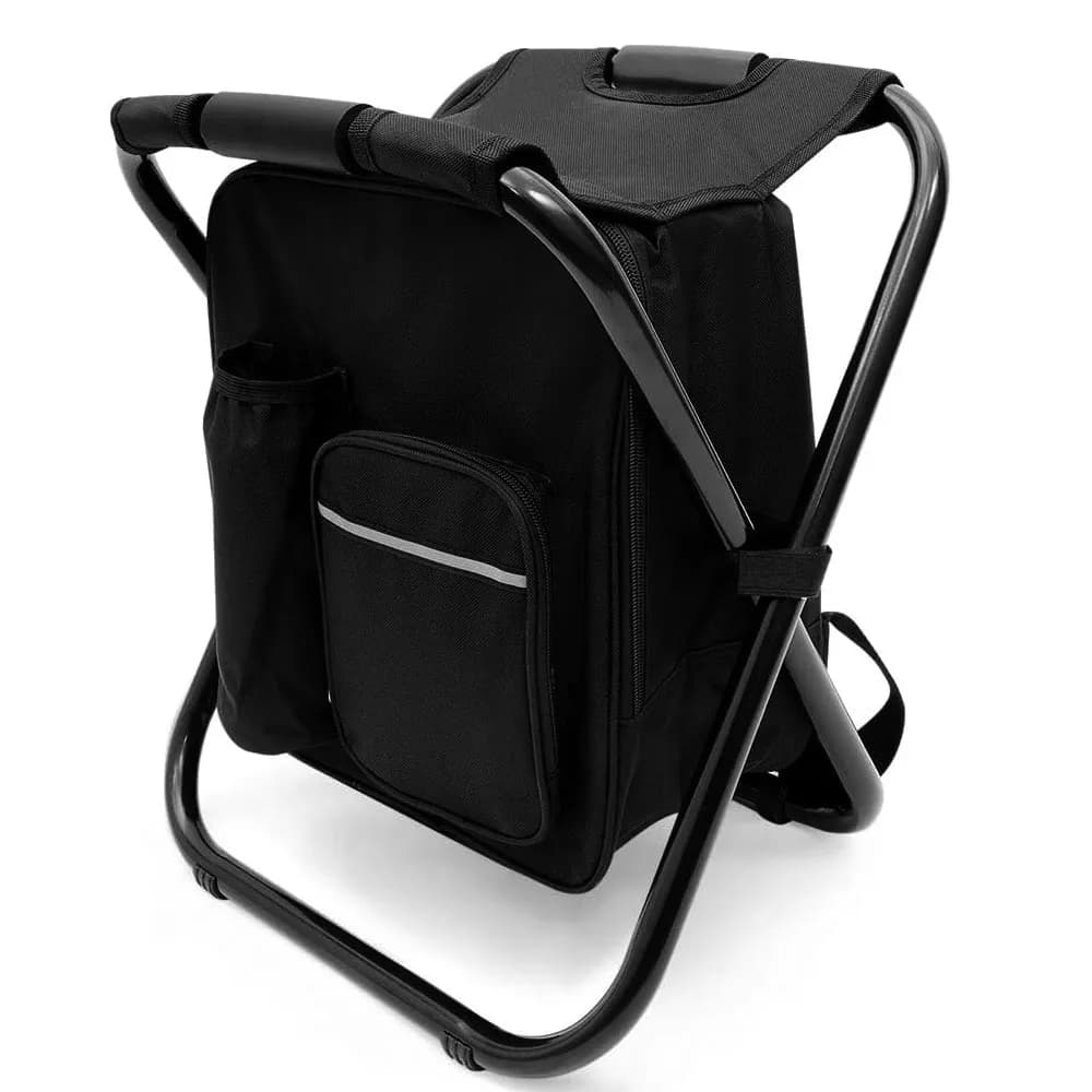 Sgabello da Pesca Pieghevole Portatile con Borsa Termica, Sedia da Campeggio Leggera per Spiaggia e Attività all'Aperto