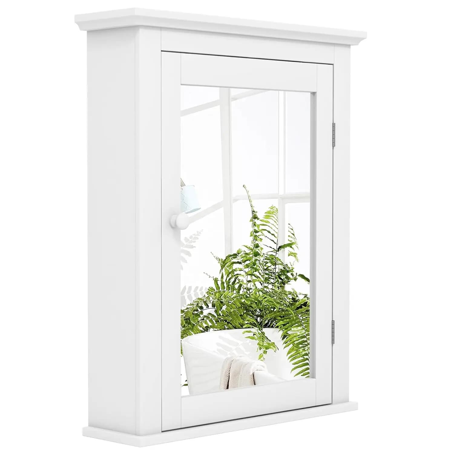 Organizer per il bagnoOrganizer per il bagnoMedio bianco con specchio, portaoggetti regolabile a parete per bagno, soggiorno