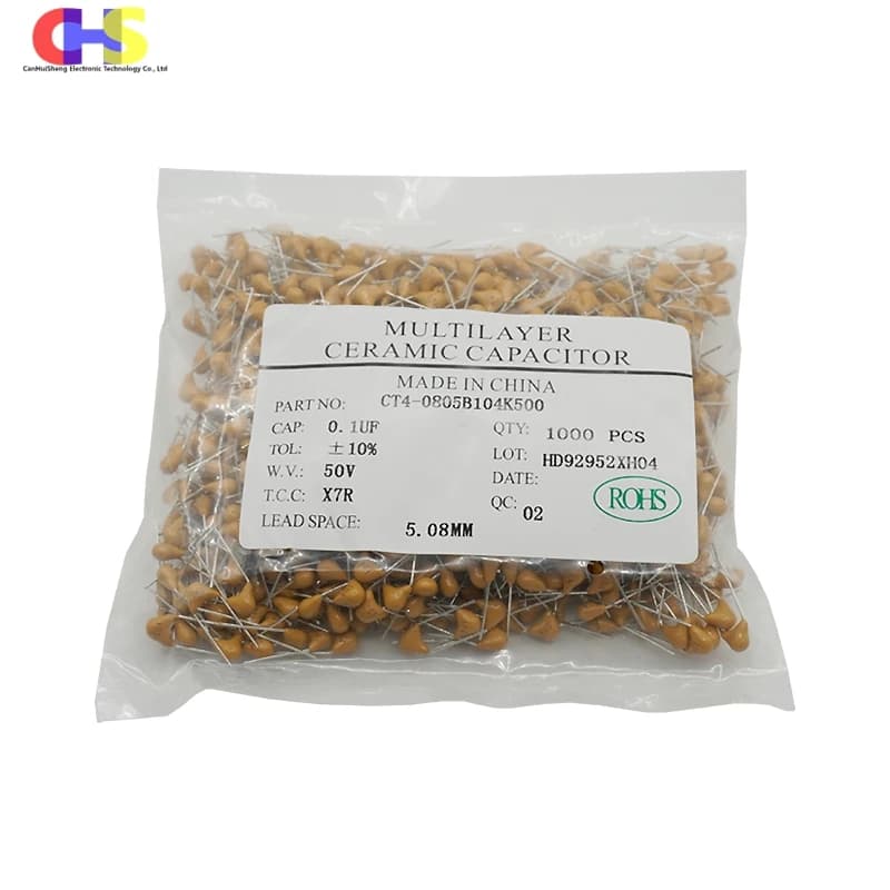 (100-1000PCS) Condensatore Ceramico Monolitico 50V 10PF~10UF 1NF 10NF 22NF 47NF 100NF 0.1UF 330NF 470NF 1UF 103 104 105 106 P=5.08mm