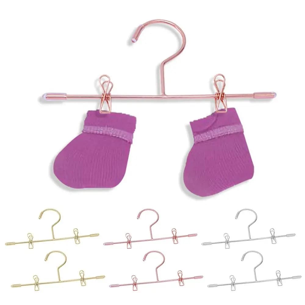 5PCS Gold Silver Doll Clothes Hangers 75mm/120mm Metal Miniature Hanger Mini Wardrobe Doll Accessories Mini Trouser Sock Clips