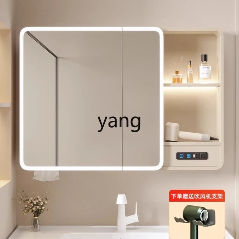 Armadietto a specchio da bagno LH con presa, armadietto intelligente, specchio per il trucco a parete per bagno