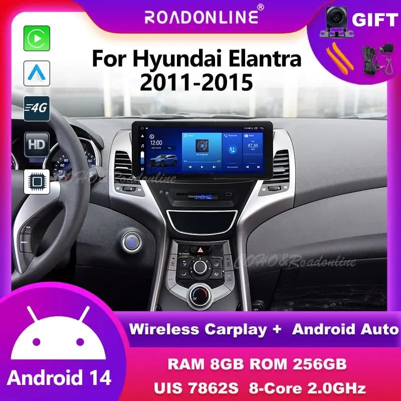 12.3 "Per Hyundai Elantra 2011-2015 Android 14 8-Core 8G + 256G Auto Lettore Multimediale Ricevitore Stereo Radio Android Carplay
