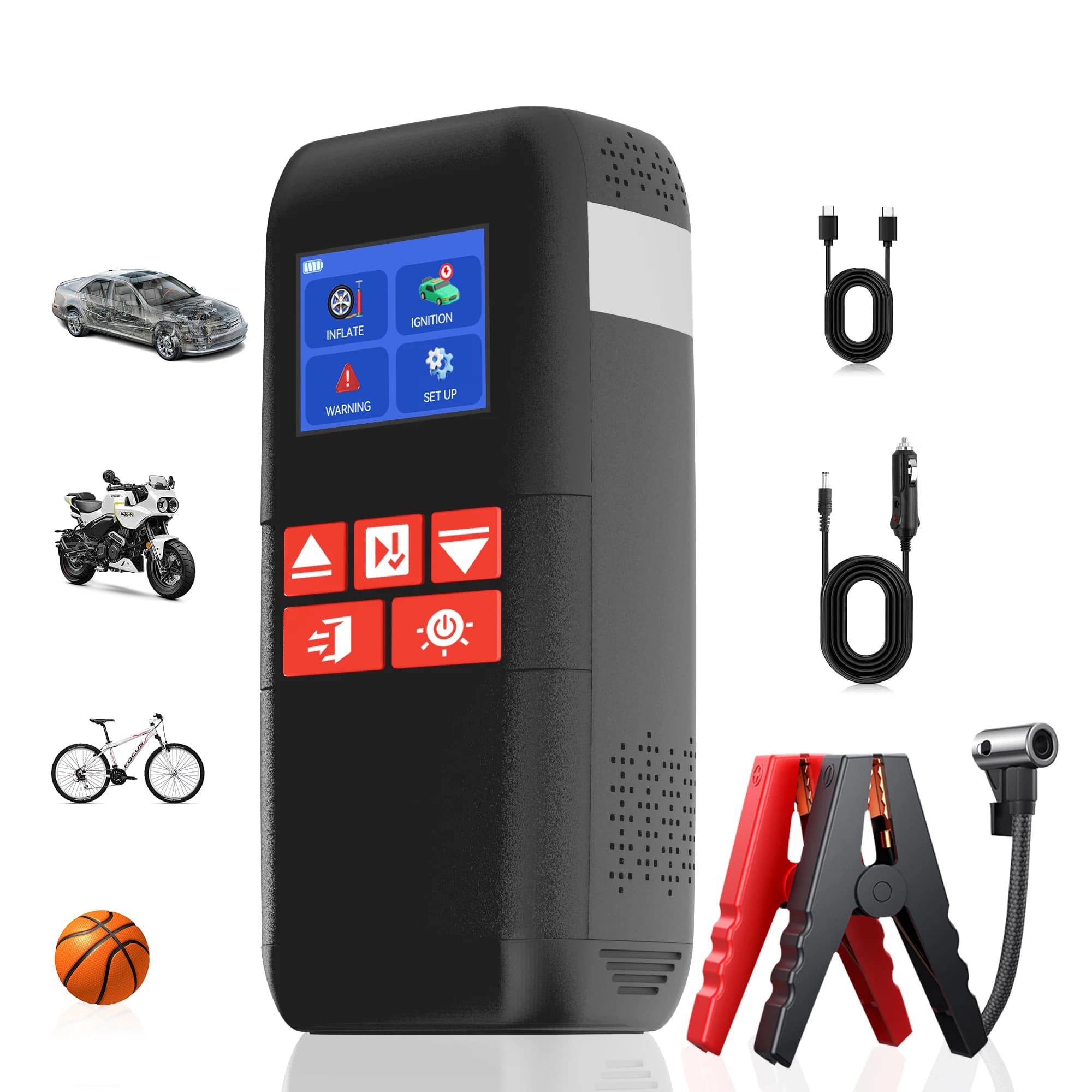 Avviatore di Emergenza Portatile per Auto: Smart Booster, Power Bank per Batteria Konnwei Factory SA500 con Pompa d'Aria