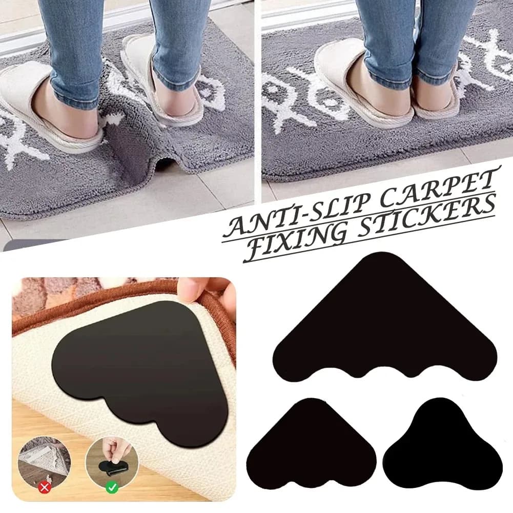 8/12/16PCS Tappeto Adesivo antiscivolo Riutilizzabile Anti Curling Tappeto Patch Adesivo fisso Tappetino Tappetino Nastro Pinza Angolo Pad