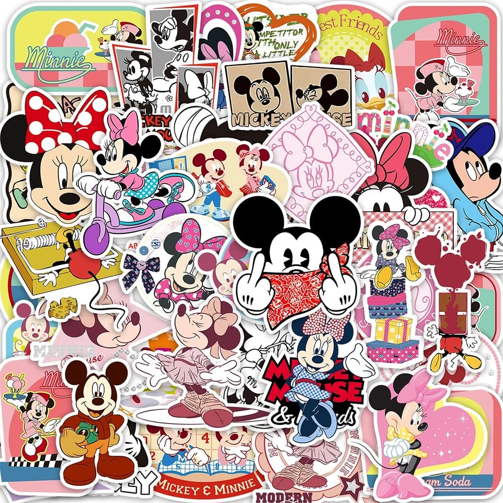 10/30/50 pezzi Adesivi Disney Topolino Anime, Simpatici Decalcomani Fai da Te per Laptop, Notebook, Skateboard, Chitarra, Impermeabili, Regalo