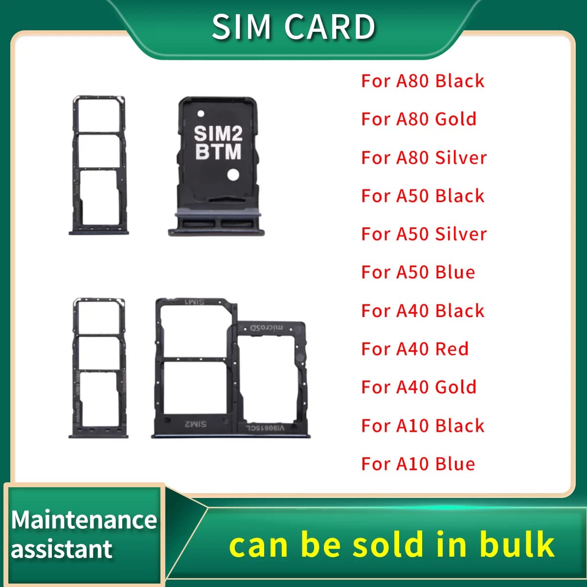 Lettore connettore adattatore Slot presa scheda Sim per Samsung Galaxy A80 A50 A40 A10 A805 A505 A405 A105 vassoio sim contenitore Micro SD