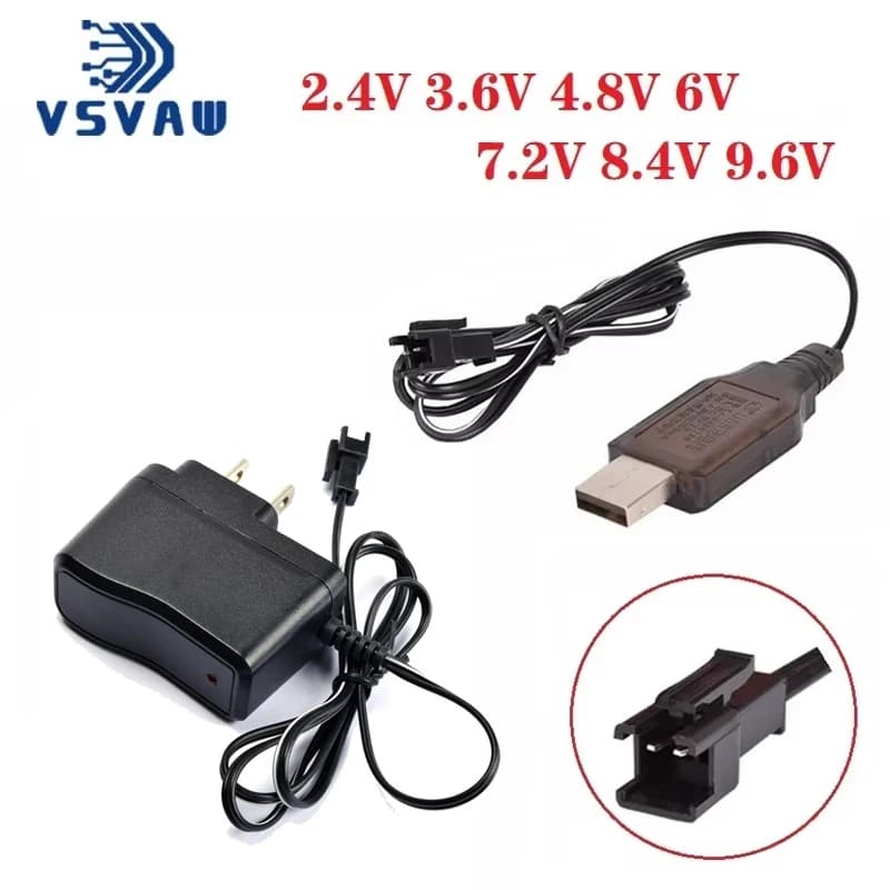 (SM-2P SM Plug) 2.4v 3.6v 4.8v 6v 7.2V 8.4v 9.6v 250mAh Caricatore USB per Ni-Cd Ni-MH Batteria Giocattoli caricabatteria per auto barca serbatoio