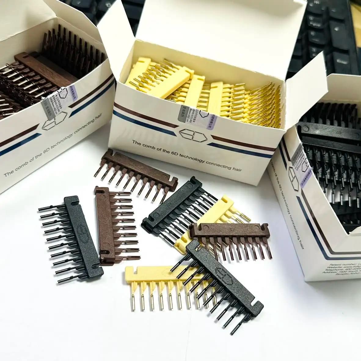 40 pz 6D Clip di Estensione Dei Capelli 3 Colori Nuovi Strumenti Professionali di Estensioni Dei Capelli Nero/Marrone/Bionda Per La Macchina di Estensione Dei Capelli 6D