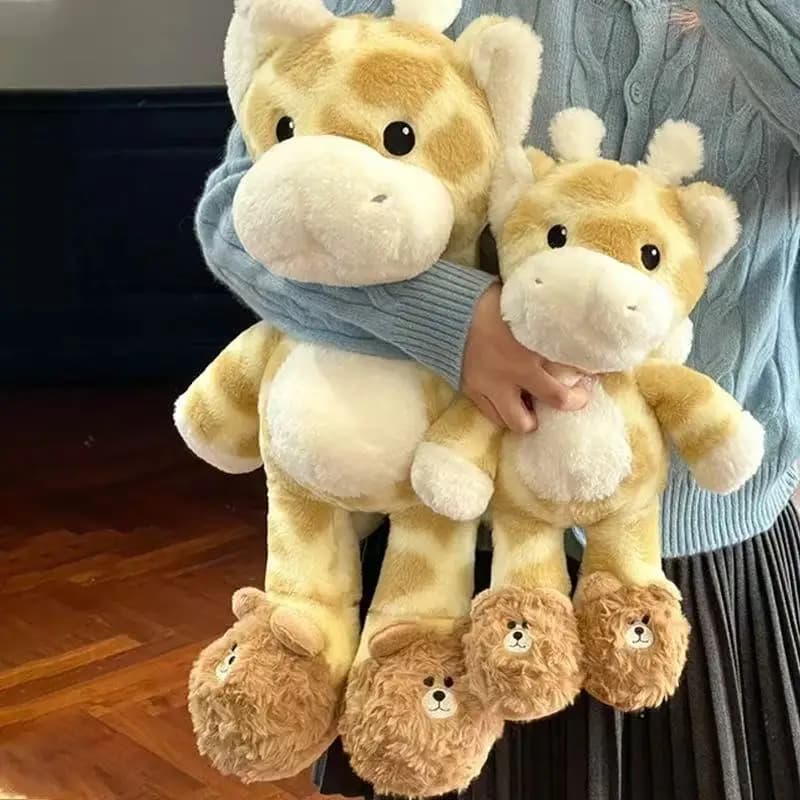 Fluffly Giraffe Baby Appetite Plush Toys Cute Animal Soft Deer Baby Sleeping Plushies Doll Girls Hug Pillow Kawaii Room Decor
