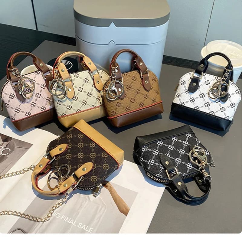 Borsa a tracolla mini stampata stile Ins con catena, custodia per auricolari per Airpods 4 Pro 3 2, piccolo portamonete da donna, pochette portatile