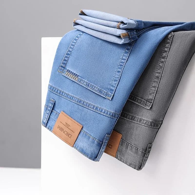 Abbigliamento Estivo da Uomo, Jeans in Lyocell Sottili e Traspiranti, Pantaloni Casual Eleganti, Classici Pantaloni in Denim di Marca per Uomo