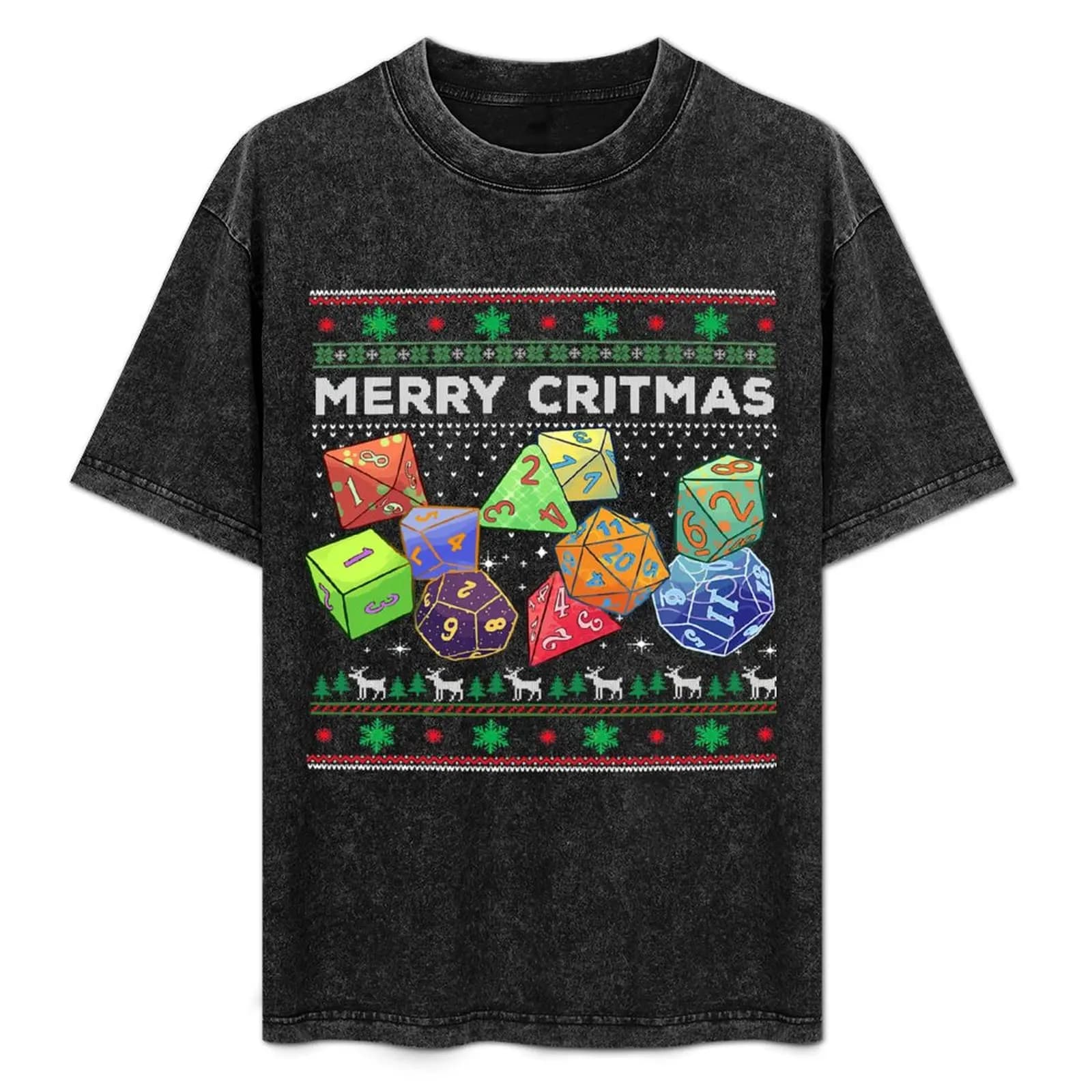T-Shirt da Uomo per Feste Natalizie con Stampa 'Game Merry Critmas Ugly Christmas D20 RPG Board Game Role Play 121'