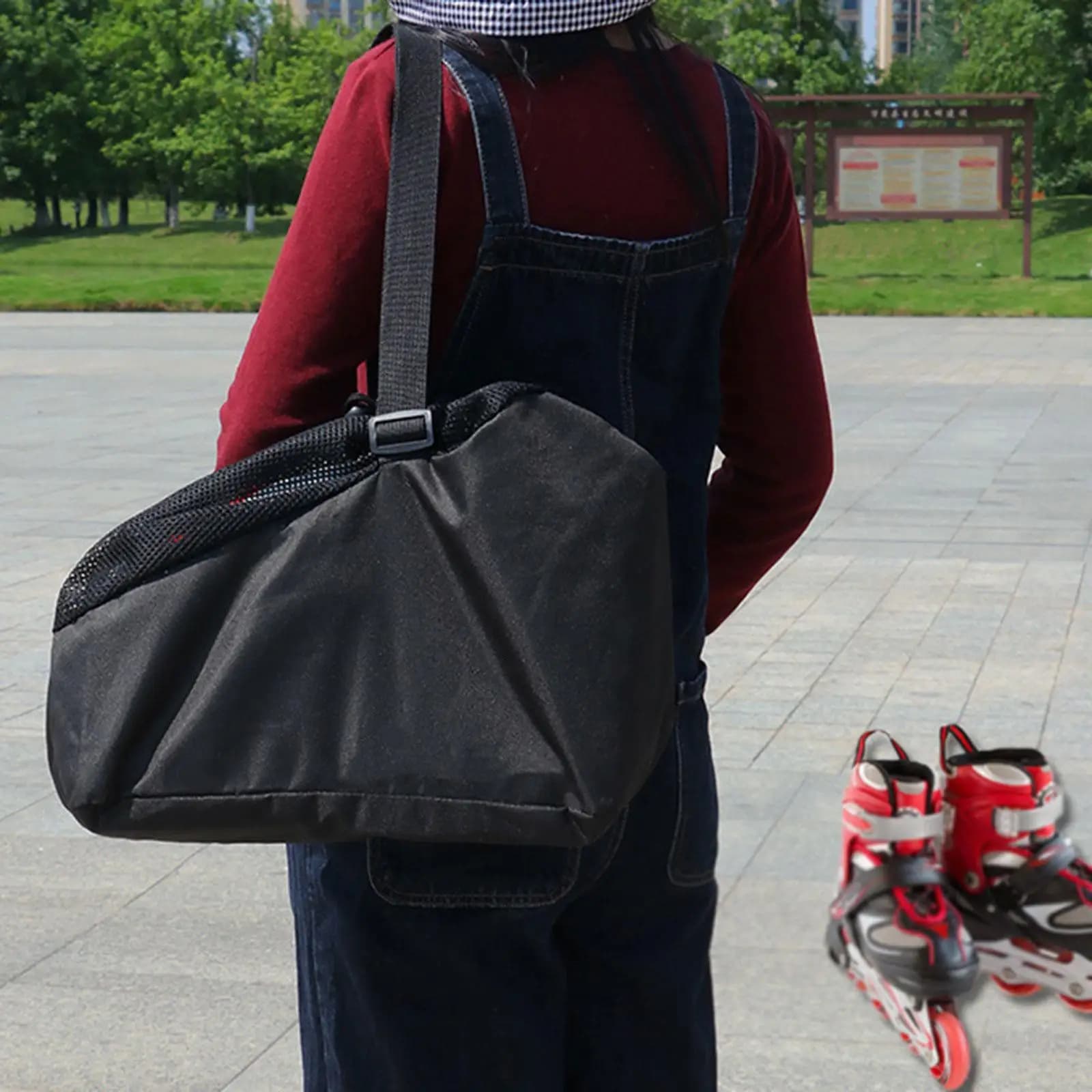 Borsa per Pattini a Rotelle con Tracolla Regolabile, Custodia Resistente all'Usura in Oxford per Scarpe da Pattinaggio, Zaino per Pattini da Ghiaccio
