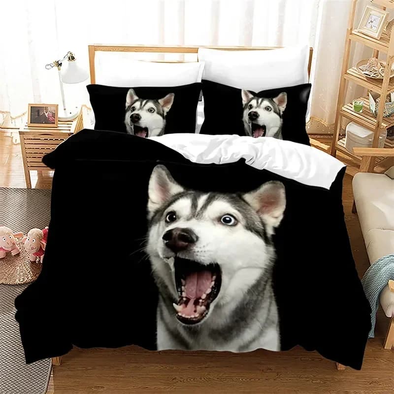 3D Print Cute Dog Lovely Puppy Pet Comfortable Duvet Quilt Cover Pillowcase Bedding Set Children Bedroom Decoration Home Textile