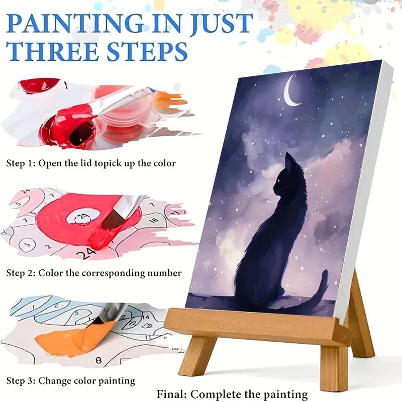 Professional Art Use: 1pc Adult Beginner DIY Paint by Numbers Kit, Art Gift - Includes Acrylic Paints, Canvas, 3 Paintbrushes, a