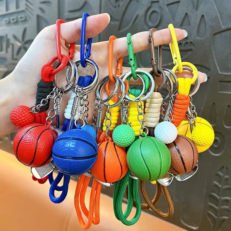 Portachiavi 3D a Forma di Pallone da Basket in Gomma, Ciondolo a Forma di Palline da Golf, Portachiavi Sportivo per Uomo, Ragazzo, Zaino, Auto, Regalo