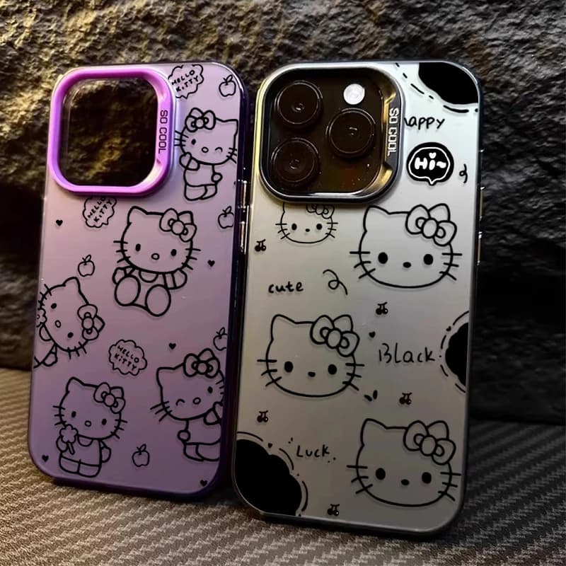 Custodia Carina con Linee Hello Kitty per Xiaomi POCO X7 X6 X5 X3 NFC F7 Ultra F6 F5 Pro F4 F3 GT M5S C65 C75 M3 M4 M5S M6 Pro 4G 5G