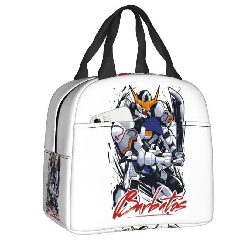 Anime Mecha Warrior Gundam Barbatos Borsa termica per il pranzo, borsa termica portatile, borsa termica per il pranzo, borsa termica per la scuola, contenitore per alimenti, borse tote