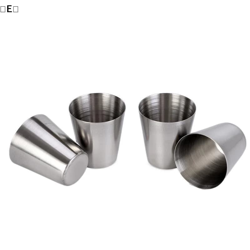 Set di 4 Tazze da Viaggio per Campeggio all'Aperto, Accessori per Picnic, Tazze in Acciaio Inox per Vino, Birra e Whisky〔Winter5〕