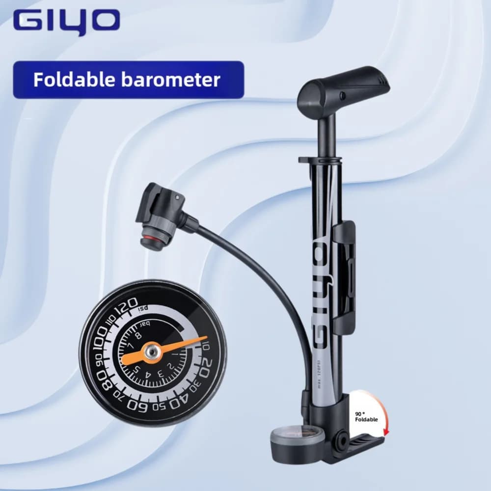 GIYO GM-642 Pompa da bicicletta portatile 120psi MTB Bici da strada con manometro Presta/Schrader Gonfiatore d'aria Pompa per pneumatici Strumenti per ciclismo