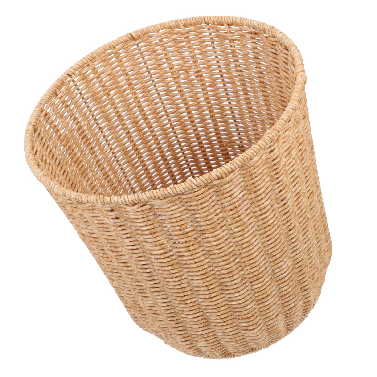 Cestino Intrecciato in Imitazione Rattan, Contenitore per Rifiuti in PE e Ferro, Robusto, Leggero e Versatile per Casa e Ufficio