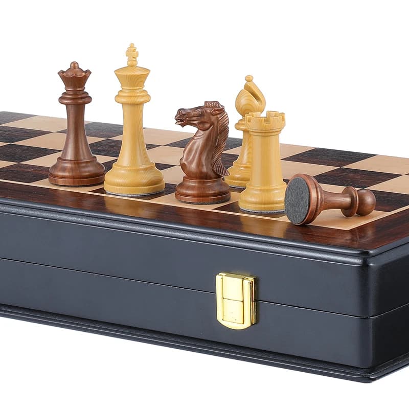 Set di scacchi grande, scacchiera in legno massello da 45 cm, grande re, alto 9,5 cm, 4 pezzi degli scacchi in plastica ponderati adatti per regali di festival