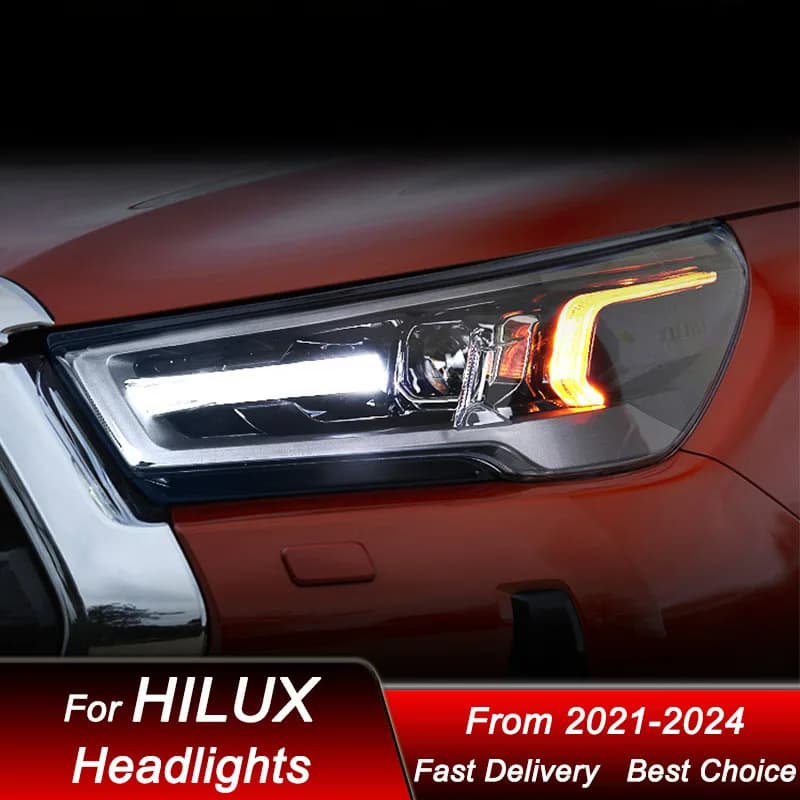 Auto Fari A Led Per Toyota HILUX REVO 2021-2024 in alto stile completo LED Aggiornamento Alta Configurazione Obiettivo Del Proiettore Kit di Accessori