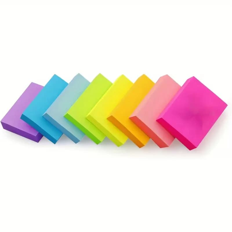 8 Pcs Memo Paper Bright Color self-adhesive Notebook 400 Sheets Learning Assistant Sticky Durable Notebook Students Office