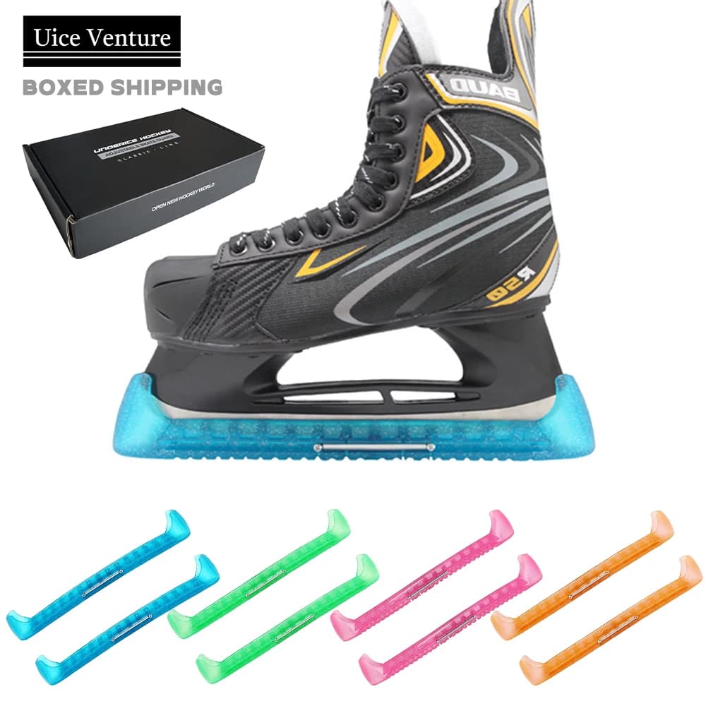 Protezione per lama da hockey su ghiaccio Copertura protettiva per pattini di figura 2 pezzi in plastica morbida per donne Uomini Giovani bambini Protezioni per corridori di pattini da ghiaccio